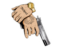 Hände mit Pistole