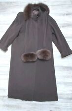 Frauen Mantel Gr. M 38 40 edel 70% Schurwolle 10% Kaschmir braun lang Fell Schal