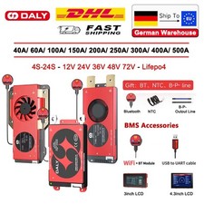 Daly Smart BMS 4S-24S Lifepo4 12V 24V 36V 48V 72V 40A-500A with Balance & BT DE