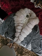 Bisam Nerz Pelz-Jacke mit Kragen, Damen, Größe M-L, Vintage