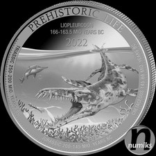 LIOPLEURODON - 2022 Kongo - 1 Oz Silber 9999 Prehistoric Life - in Kapsel