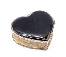 Sterling Silber Herz Dose Onyx