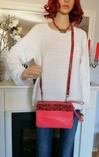 Liebeskind Berlin Crossbody Tasche Echt Rosa + Schlange Leder 2 Hauptfächer  NEU