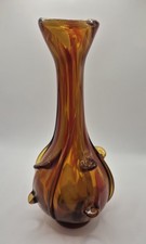 Aseda Glasbruk Vase Orange Glas Schweden Bo Borgstrom 24cm Massiv Schwer Vintage