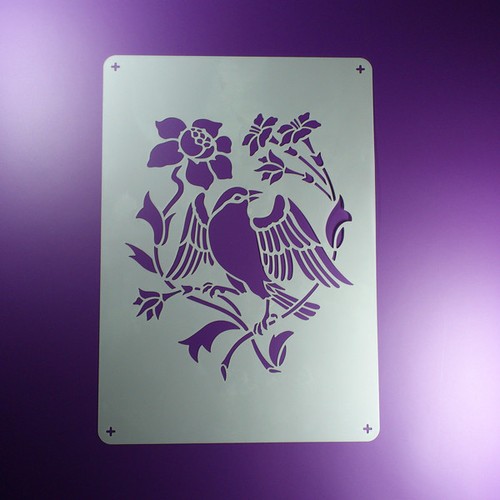 Schablone vogel blume ast - vogel,