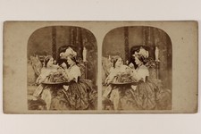 Szene Eiskunstlauf -frauen Mode Schmuck c1860 Foto Stereo Vintage Albumin