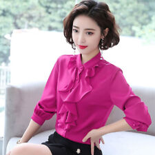 Damen Rüschen Satin Hemd