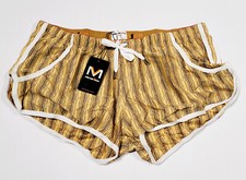 Manview Herren Shorts Badehose Kastenform goldgelb, weiß gemustert  Gr. XXL