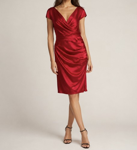 Talbot runhof red satin ruched - talbot,