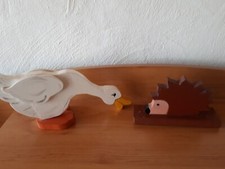 2 Holzfiguren Gans und Igel
