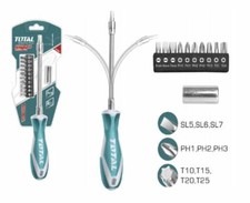 Flexibler Schraubendreher 1/4" Schraubenzieher Bithalter flexibler Schaft + Bits