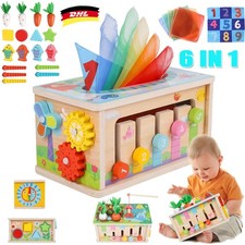 Montessori Spielzeug Pädagogisches Holz Tücherbox für Kinder ab 6-12 Monate NEU