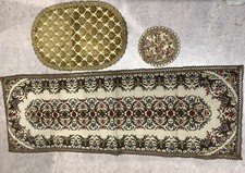 3 Stück Vintage Gobelin Brokat Deckchen Zierdeckchen Deko Unterlage