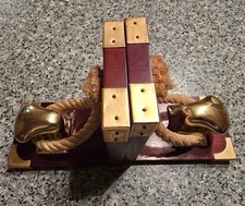 2 Stück Buchstützen maritim Poller & Tau  aus Holz und Messing 