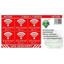 6er Set Außenklebend GPS Gesichert Auto Motorrad Fahrrad Anti Diebstahl Sticker