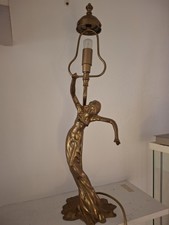 Antik Tischlampe Tanzende Frau