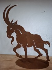 Edelrost Metall Garten Dekoration Tier Steinbock Tierfigur Gartendeko Rost