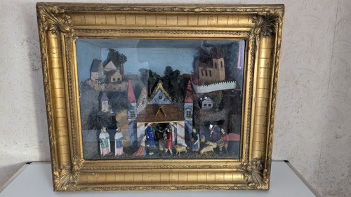 Alte grulich krippe unter glas - alte,