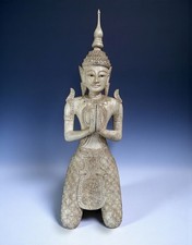 Großer Thailand Tempelwächter Skulptur aus Holz – Handgeschnitzte Statue, 117 cm