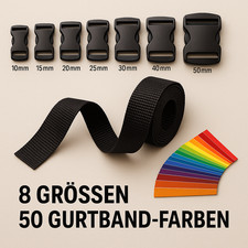 Gurtband mit Schnalle 10, 15, 20, 25, 30, 40, 50 mm