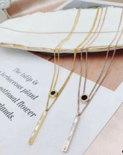 DAMEN EDELSTAHL HALSKETTE ROMISCHE ZAHLEN IN  GOLD SILBER, SCHWARZ SILBER 