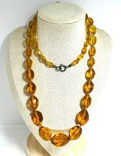 Vintage Kristallkette in Honiggelb / Cognac – Facettiert & Leuchtend