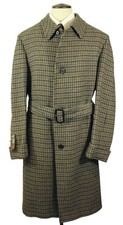 Vintage Aquascutum Tweed 46" lang groß braun Mix Gürtel Designer Tweed Mantel