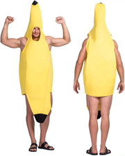 Bananen Kostüm Herren Damen Unisex Lustig Karneval Halloween Kostüm Banane Outfi