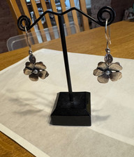 Trollbeads Flower Freedom silver earring pendants with silver  hooks