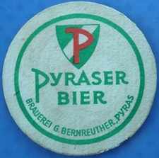 Alter Bierdeckel Brauerei G. Bernreuther, Pyras um 1952-54