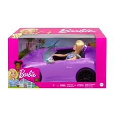 Barbie Cabrio Auto Lila Spielzeugauto für Puppen Set mit Barbie Puppe