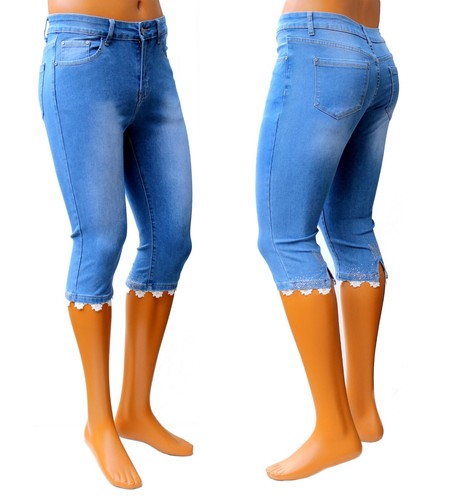 Damen capri jeans 4 perlen - capri,