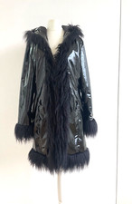 Unif Lack Mantel Lackleder mit Kunstpelz Kapuze Gr. S