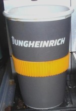 Kaffeebecher,Porzellan"mug"Coffee to Go/Büro-Tasse"(Jungheinrich)grau-weiß,orang