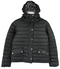 Barbour Crown Quilt Tartan Fibre Down Jacke Damen UK 12 Reißverschluss Kapuze