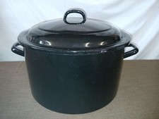 Emaille Kochtopf schwarz groß 21cm h. / 35 cm Durchmesser Knödeltopf Suppentopf