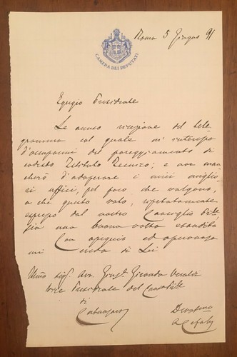 Autograph letter antonio - letter,