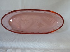Art Deco Rosalinglas 30er  Kammschale Kammablage Pressglas rosa