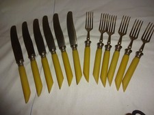 Solingen Tafelbesteck Horngriffe Catatin Antik Edel Messer + Gabel