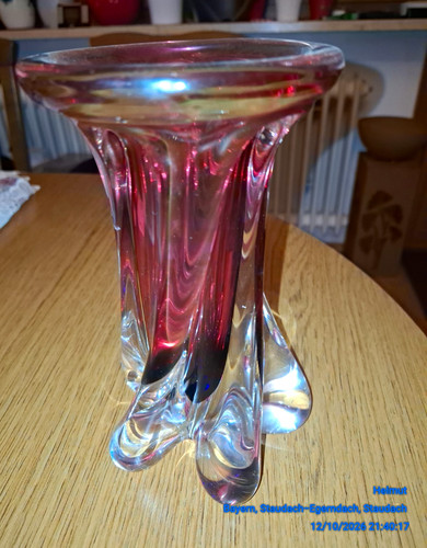 Murano glasvase rot - murano, 1970