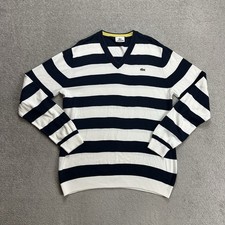 LACOSTE Herren Pullover Gr M Sweater Strickpullover Retro Jumper Logo 14106 Blau