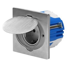 Edelstahl Einbausteckdose IP44 Bodensteckdose Gartensteckdose mit Klappdeckel