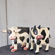 Vintage Spardose Holz Kuh