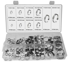 100 x Edelstahl 1-Ohr-Schlauchschellen Klemmschelle Schlauchklemme Ø 5.8-24.1 mm