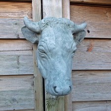 Steinfigur Kuhkopf Stierkopf Bullenkopf  zum aufhängen Steinguss Deko 9,5 kg
