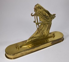 großer antiker WANDHAKEN mit PFERDEKOPF Messing Bronze Wandgarderobe Hengstfigur