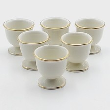 6 Antike Fürstenberg Eierbecher Porzellan Elfenbein Beige Goldrand Shabby Chic  