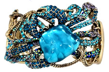 Toller Armreif Krebs Krabbe Statement Bracelet Aqua Crabby sign. Heidi Daus (AB)