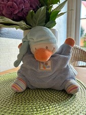 ? Kuscheltier Schmusetier Nattou kleines Kissen Duck Ente blau orange ?selten