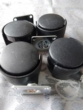 Vier Kunststoff Räder( Vom Sessel)Schwarz mit Metallplatte Zum Anschrauben